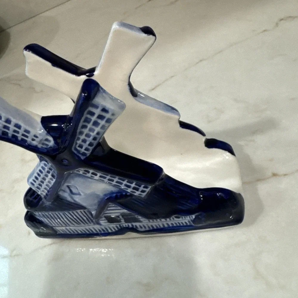 Vintage Delft Blue Holland Blue and White Windmill Shaped Napkin Holder
